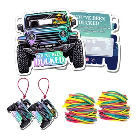 You've Been Ducked Duck Tags,Rubber Duck Card for Ducking Game,SUV Car Design, with Round Hole and Rubber Bands 50Pack (Gradient Color)