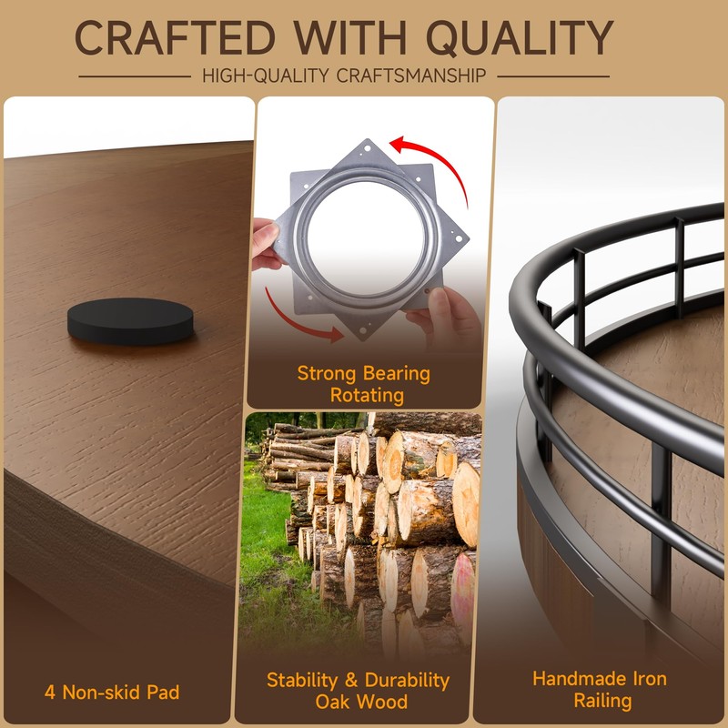 Farmhouse Oak 24" Lazy Susan Turntable Organizer for Cabinet, Round