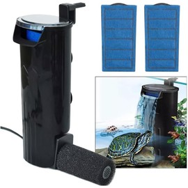 Filtro de Tortuga, Filtro de Agua bajo Filtro Interno de Cascada para acuarios, Bomba para Tanques de Tortugas, Peces, Reptiles, gambas, Ranas, cangrejos, Anfibios