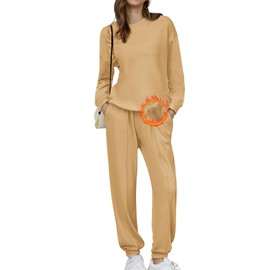 HOTOUCH Fleece Sweatsuit 2 Piece Outfit Winter Sherpa Lined Tracksuit Warm Up Suits Thick Sweatshirt and Sweatpants Sets