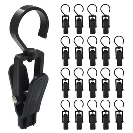 PHITUODA 20 Pack Super Strong Swivel Hanging Hooks, Laundry Clips Plastic Clothes Pins Beach Towel Clips, 360° Rotating Curtain Clips for Home Office & Workshop/Clothing Store/Closet, 4.3-inch(Black)