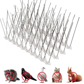 Granmira 10 Pack Stainless Steel Bird Spikes with Plastic Base,300 Sets of Spines Covering 16.4Feet Stainless Steel Pigeon Spikes, (16.4Feet/300sets spines)