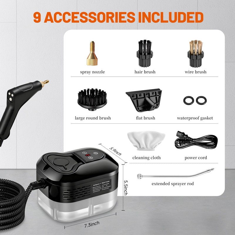 SRGARH Pressurized Handheld Steam Cleaner, Portable Steamer for Cleaning with