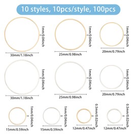 CHGCRAFT 100 Pcs 2 Color Open Bezel Charm Brass Hollow Frame Pendant Round Linking Rings Circle Charms for Resin Jewellery Making DIY Earring Keychain Necklace Kit