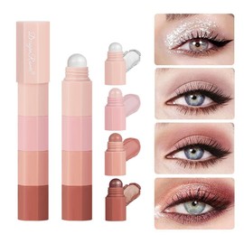 4-in-1 Eyeshadow Stick, Waterproof Anti-fouling High Gloss Silkworm Pen, Pearl Luster 4 Level Eyeshadow Stick Set, Glitter Eyeshadow Eyeshadow Eyeliner, Korean Makeup, Strong Adhesion, Korean
