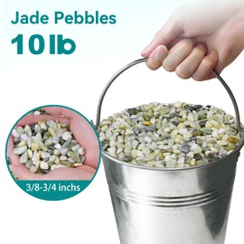 Rahato 10 lbs Jade Pebbles for Indoor Plants, 3/8" Plant Rocks for Pots Indoor, Decorative Small Stones for Plants, Bamboo,Vase, Succulent, Highly Polished Small River Rocks
