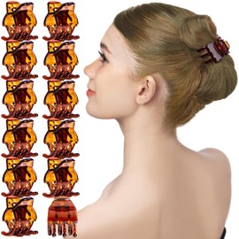 RC ROCHE ORNAMENT 12 Pcs Womens Criss Cross 3 Claw Hair Clips Secure Strong Hold No Slip Jaw Teeth Accessories Accessory Girls Ladies Plastic Fashion, Medium Brown