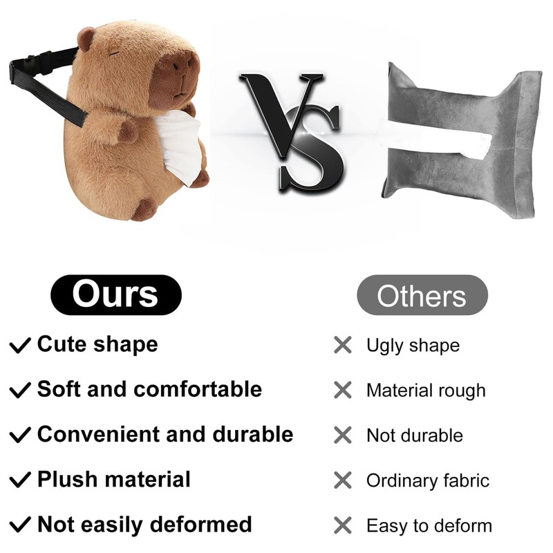 Yharnamite Plush Car Tissue Holder, Capybara Plush Car Tissue Paper