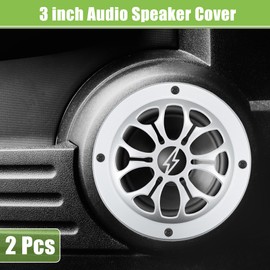 A ABSOPRO 3" Car Speaker Grille Cover Round with Screws Silver Tone - Pack of 2