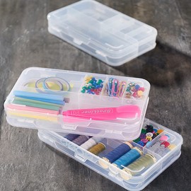 Multi Compartment Hobby Box & PK3 Carabiner Clips -Sewing Box, Screw Box, Jewellery Box, Storage Box, Bits & Bobs (5 + 5 Double Sided)