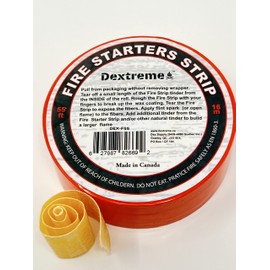 Dextreme Fire Strip Roll 55-feet Weatherproof Waxed Fire Starter Tinder Tape for Emergency, Camping, Survival, Fire pits | Made in Canada