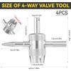 MIVES 4-in-1 Multifunctional Valve Stem Removal Tool, 4Pcs 4.8x3.3cm/1.88x1.29in Silver