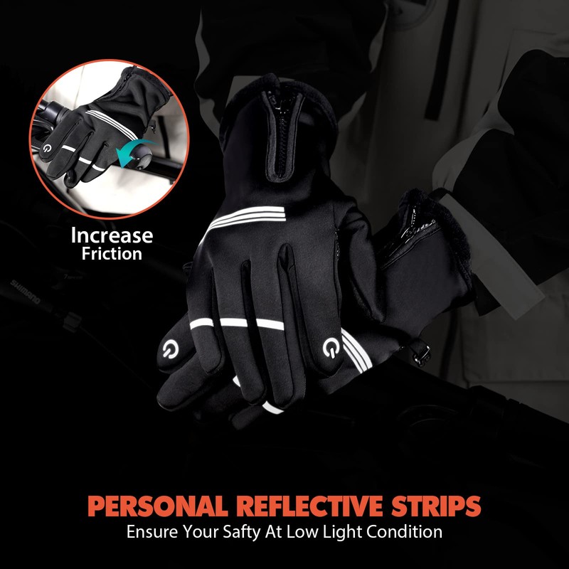 Winter Gloves for Men Women, HIKENTURE Touch Screen Windproof Cycling