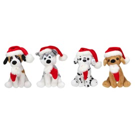 Plushland Xmas Pawpal with Santa Hat Stuffed Animals Plush Puppet Dog 8 Inches for Kids - A Perfect Christmas Day Gift on This Holiday for Babies (Christmas Dog Assortment)