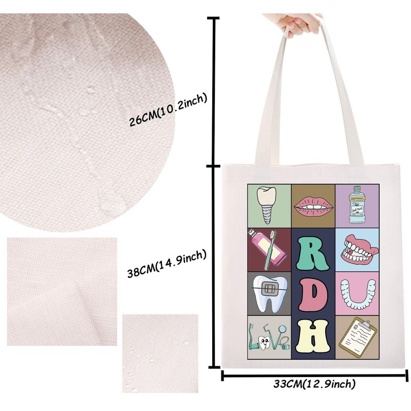TSOTMO RDH Tote Bag Registered Dental Hygienist Reusable Bag Dental
