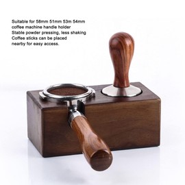 Coffee Tamper Holder Wooden Coffee Protafilter Stand Holder Coffee Tamper Holder Stand Tamping Station Base for Cafe Bar(Coffee)