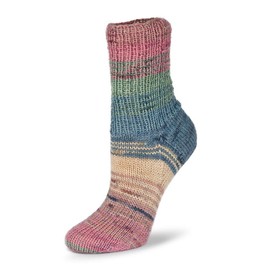 Rellana Flotte Sock 4f. Bamboo Merino Emotion, 100 g, Dusky pink/beige/blue/green