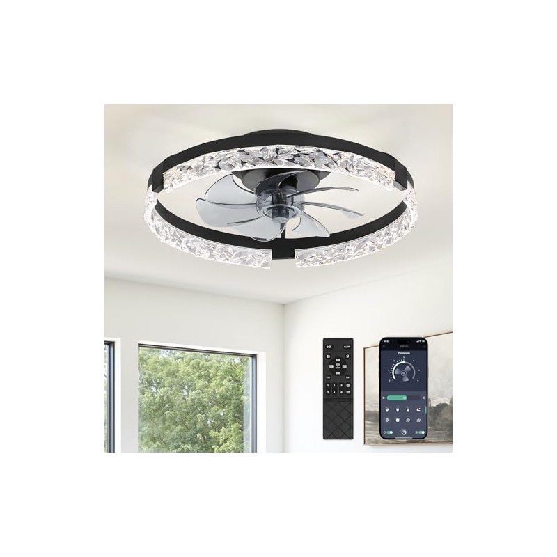 ZMISHIBO 19.7" Ceiling Fans with Lights, Low Profile Ceiling Fan