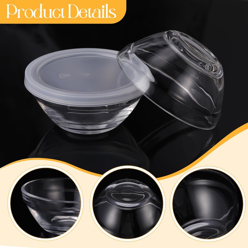 Teenyyou 6 Pieces Small Glass Dipping Bowls Set with Lid