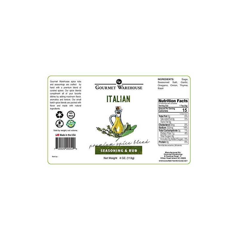 Gourmet Warehouse Italian Seasoning, 4 ozs, 3 Pack - Gluten