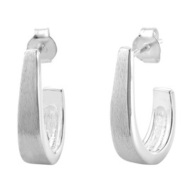 Vinani 2CHA Women's Stud Earrings 925 Silver Half Hoop Earrings Small Matte 925 Sterling Silver, Sterling Silver, No Gemstone