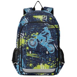 Fisyme Sports Motocross Motorcycles School Backpack Laptop Backpack Bags Bookbag Travel Casual Computer Notebooks Daypack