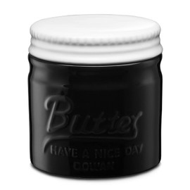 DOWAN Porcelain Butter Keeper Crock, French Butter Dish with Lid to Leave on Counter, Embossed Butter Container with Waterline for Soft Butter, Housewarming Home Decor Gift, Black