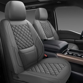 CHOCMONS Car Seat Covers Full Set,Universal Fit for Cars,SUVs,Trucks,and Sedans with 5 Seats,Faux Leather Car Seat Cushion Compatible with Airbags,Waterproof Car Seat Protector,Grey