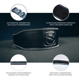 Weight-lifting belt, weightlifting belt, strength training, gym belt, weightlifting, powerlifting belt for strength sports such as deadlift, squats and body building, fitness belt with padding, black