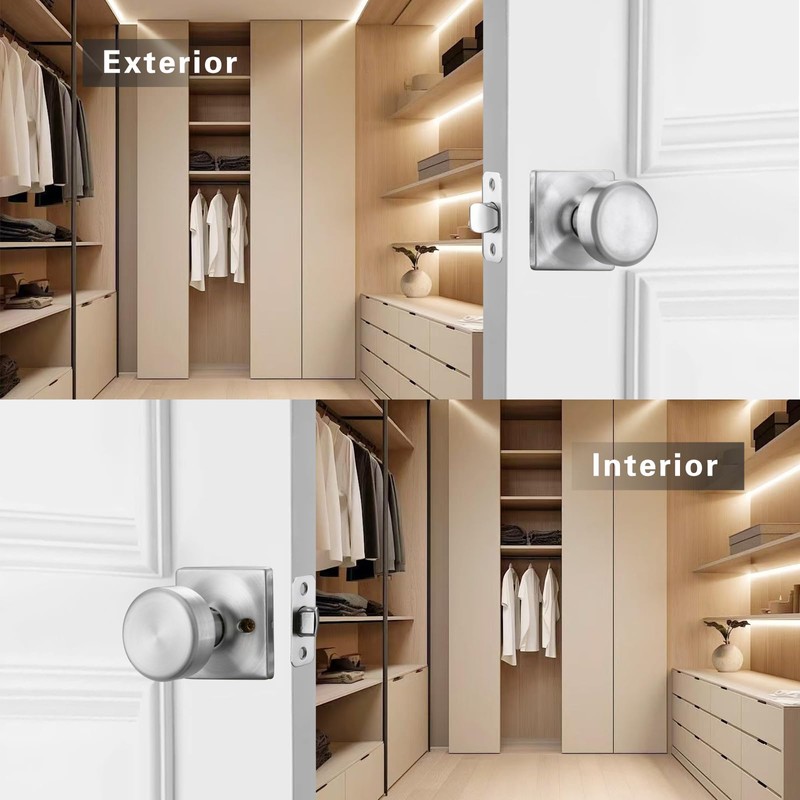 STARPY 6 Pack Brushed Nickel Door Knobs with Square Rosette,Pismo