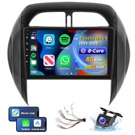 [8 CORE 4G+64G] Car Radio for Toyota RAV4 2003 2004 2005 with Wireless Carplay/Android Auto, 9 Inch Android 13 IPS Touch Screen Car Stereo, Bluetooth, GPS, WiFi, SWC, DSP + Backup Camera