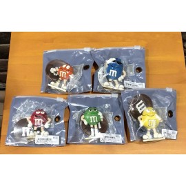 MONET 5 PIECE SET LOT RED BLUE ORANGE YELLOW GREEN M&M CHARM MONET BOX ENAMEL $125