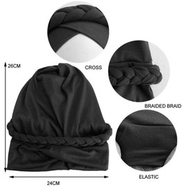Turbans for Women,Twisted Braid Head Wrap,African Women Turban Caps,Wrap hat African Beanies,Pre-Tied Twisted Braid Hair Cover Wraps,Chemo Headwear for Woman,Black Chemo Turbans Headwear.(Black)
