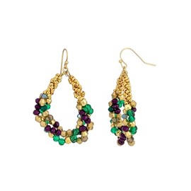 Dauplaise Jewelry Beaded Hoop Earrings, Stylish Statement Accessory, Gold-Tone