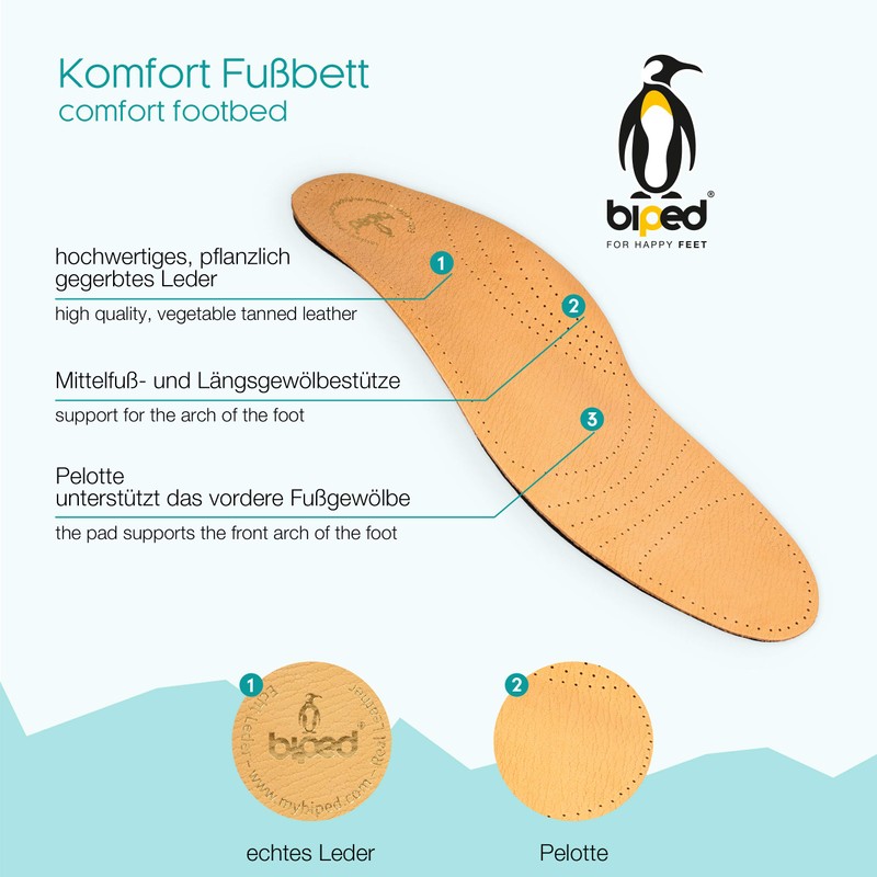biped Premium z1706 Footbed made from Vegetable-Tanned Leather with Pelotte