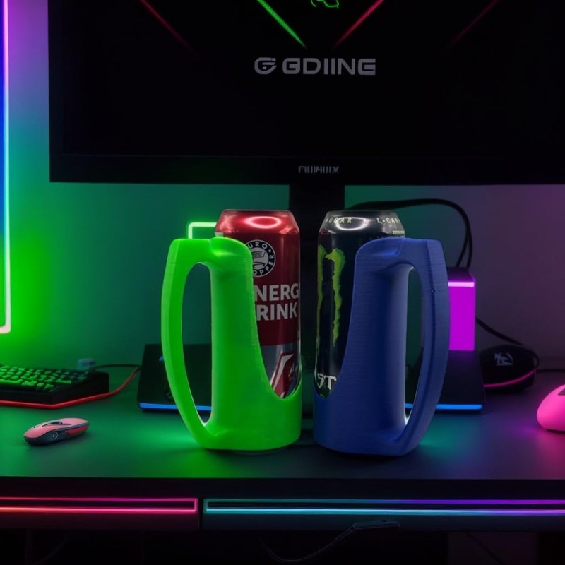 Slim Can Holder 12 Oz with Handle, 3D Printed Reusable