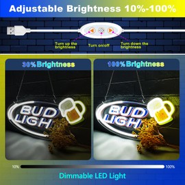 Neon Beer Sign Light Up Neon Signs, Dimmable Led Light Sign For Man Cave Wall Home Bar Dorm Bedroom Club Pub Party Decor,15.8 * 7.1 Inch