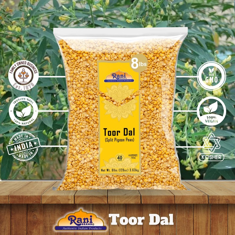 Rani Toor Dal (Split Pigeon Peas) 128oz (8lbs) 3.63kg Bulk