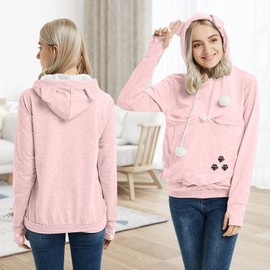 YYW Womens Pet Hoodies Pullover Sweatshirt Oversized Cat Hoodies Pet Holder Cat Dog Pouch Carriers (Pink,Large)