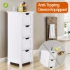 SEGAWE Bathroom Floor Storage Cabinet Freestanding Wooden Side Organizer with