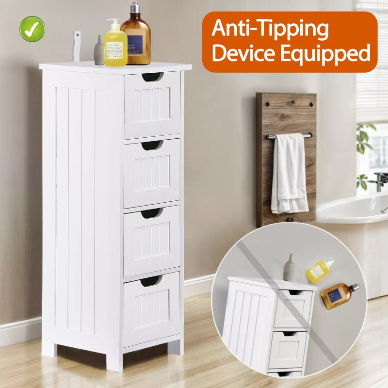 SEGAWE Bathroom Floor Storage Cabinet Freestanding Wooden Side Organizer with