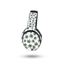 MightySkins Carbon Fiber Skin Compatible with Skullcandy Crusher ANC 2 - Pot Leaves Green | Protective, Durable Textured Carbon Fiber Finish | Easy to Apply