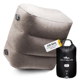 UMBAPA Inflatable Footrest in Warm Grey | Your Ideal Companion for Long Travels. Extremely Durable and Easy to Use. With Practical Inflation Bag. Comfortable and Luxurious Travel