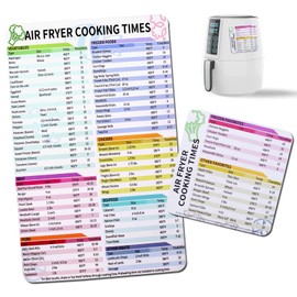 Air Fryer Magnetic Cheat Sheet Set, Cook Times Chart Air Fryer Accessories Magnet Sheet Quick Reference Guide for Cooking and Frying, Easy to Use, Excellent Kitchen Assistant, White