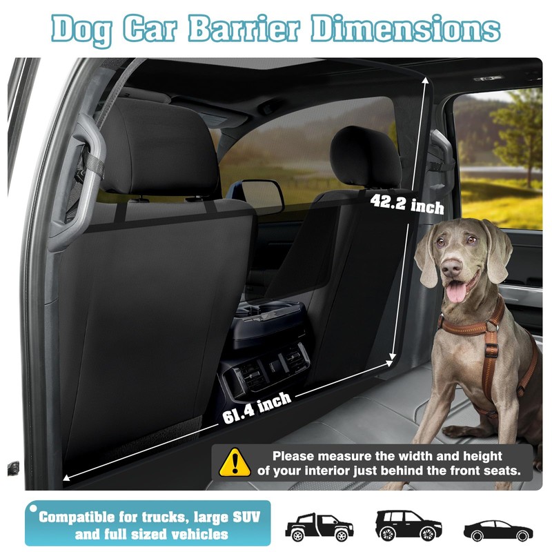 Mixsuper Dog Car Barrier, 61.4" Wide, Car Divider for Trucks,