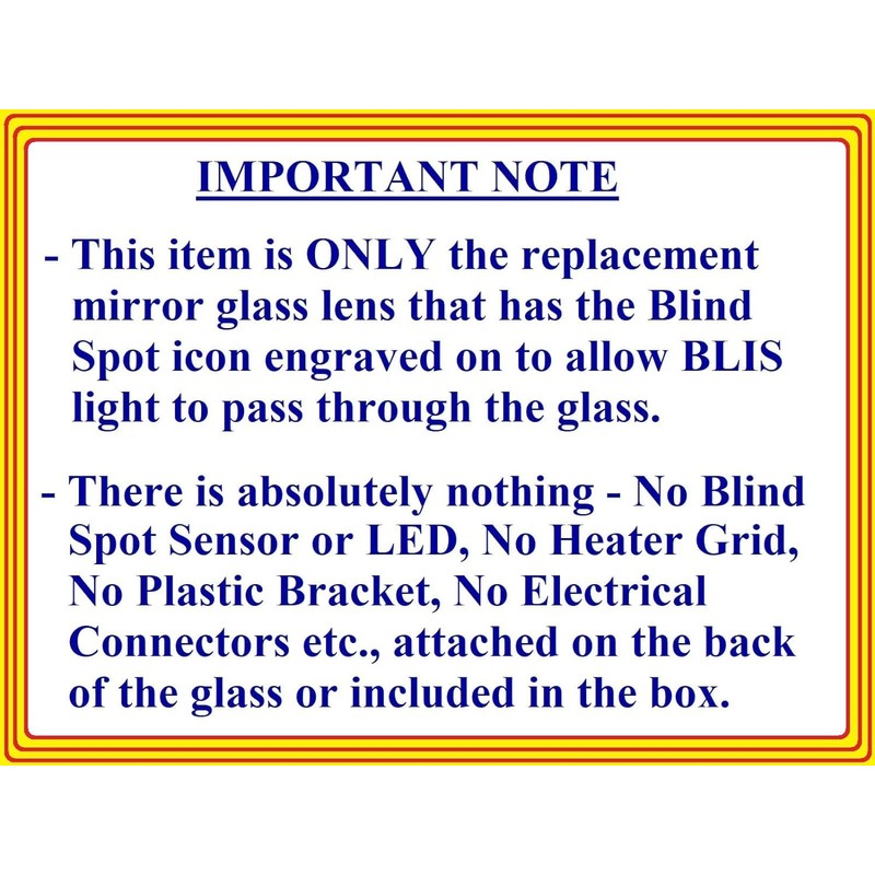 New Replacement Blind Spot Mirror Glass with Full Size Adhesive