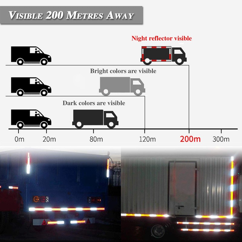 MFC PRO Stick-On Trailer Reflector, Reflective Yellow (Yellow/12Pcs, Sticker/Screw Mount)