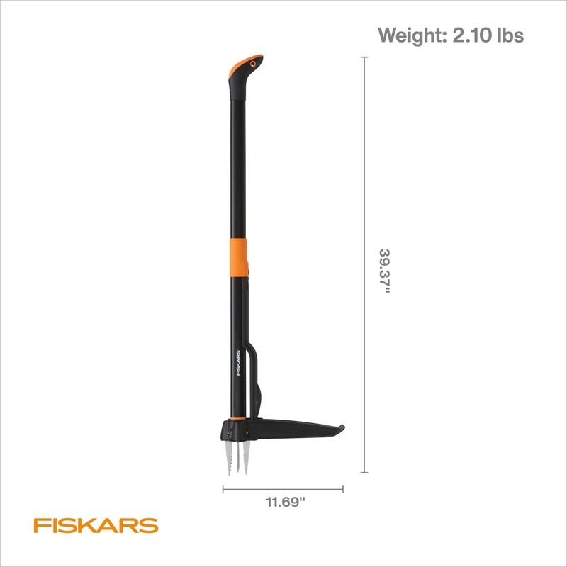 Fiskars Stand-Up Weed Puller Tool, 4 Serrated Stainless Steel Claws