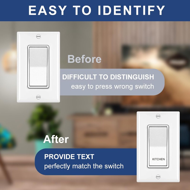 GOMAKERER Pack of 780 Light Switch Stickers, 2 Types Transparent