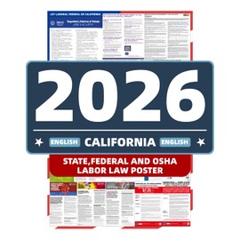 2026 California State and Federal Labor Laws Poster - OSHA Compliant UV Waterproof Laminated 24" x 36" English Version - All in One Compliance Posting